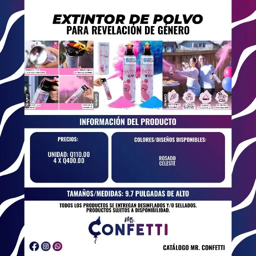 Extintor de Polvo para Revelación de Género 9.7"