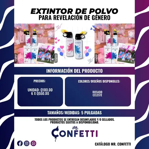 Extintor de Polvo para Revelación de Género 5"