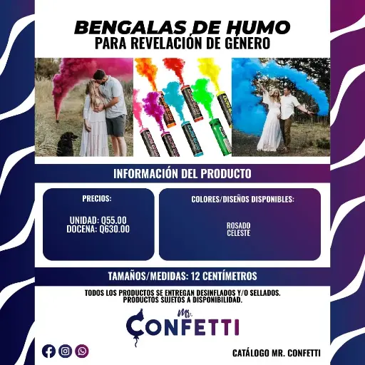 Bengalas de Humo para Revelación de Género