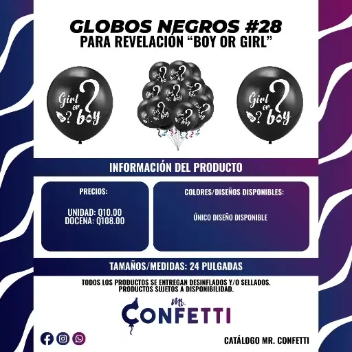 Globo Negro #28 para Revelación de Género