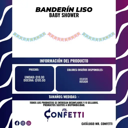 Banderín Liso Baby Shower