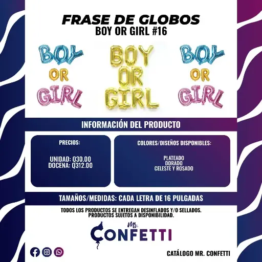 Frase Metálica BOY OR GIRL