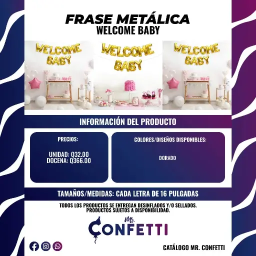 Frase Metálica Welcome Baby