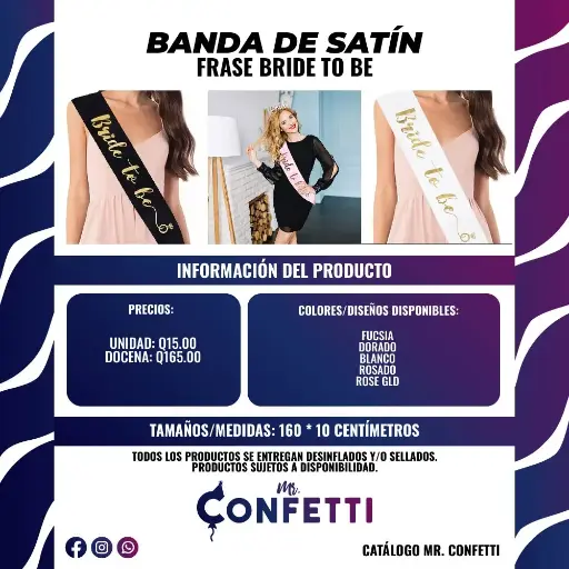 Banda de Satín Bride To Be