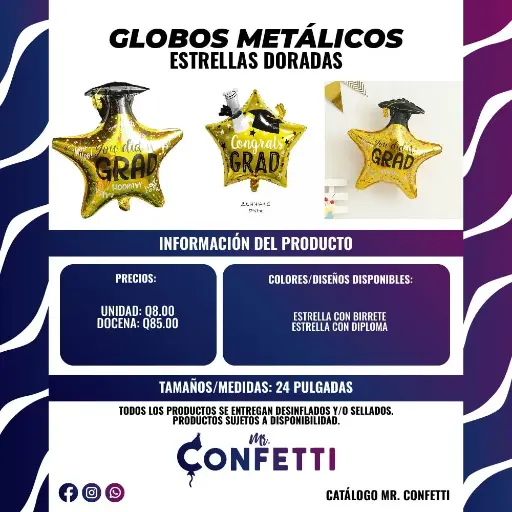 Metálicos de Estrellas Doradas Graduación