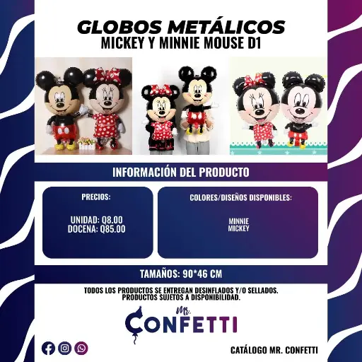 Metálicos de Mickey y Minnie Mouse D1