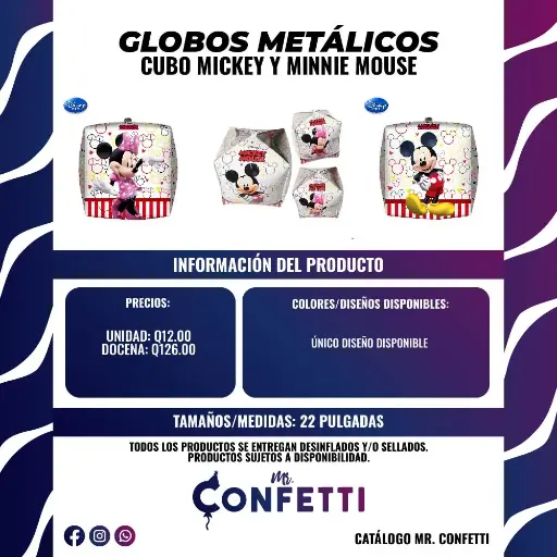 Metálicos 4D Cubo Mickey y Minnie Mouse
