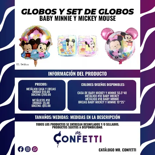Metálicos Baby Mickey y Minnie mouse
