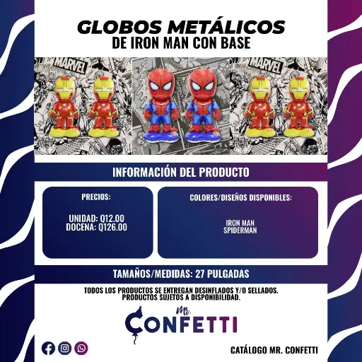 Metálicos de Iron Man y Spiderman con base