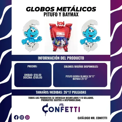 Metálicos de Pitufo y Baymax