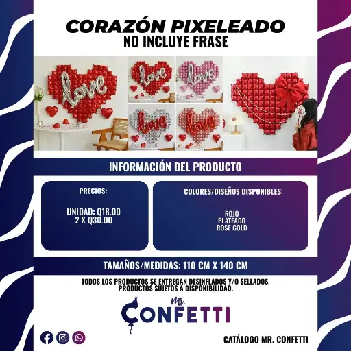 Metálicos de Corazón Pixelado