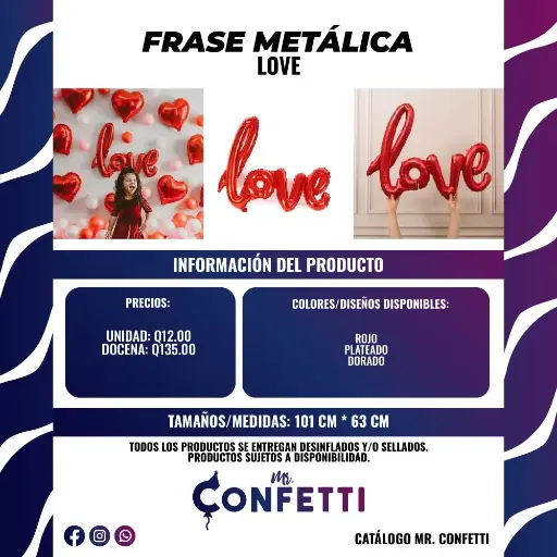 Frase Metálica LOVE cursiva