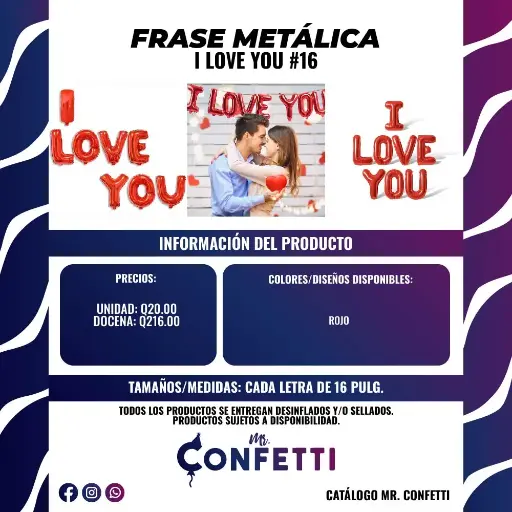 Frase Metálica I LOVE YOU