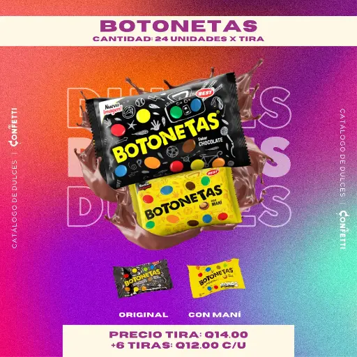 Tira de Botonetas 24U. 2 Sabores Diponibles