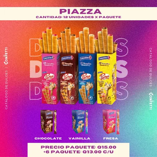Caja de PIAZZA 12U. 3 Sabores Disponibles