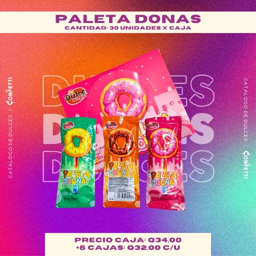 Caja de Paletas DONAS 30U.