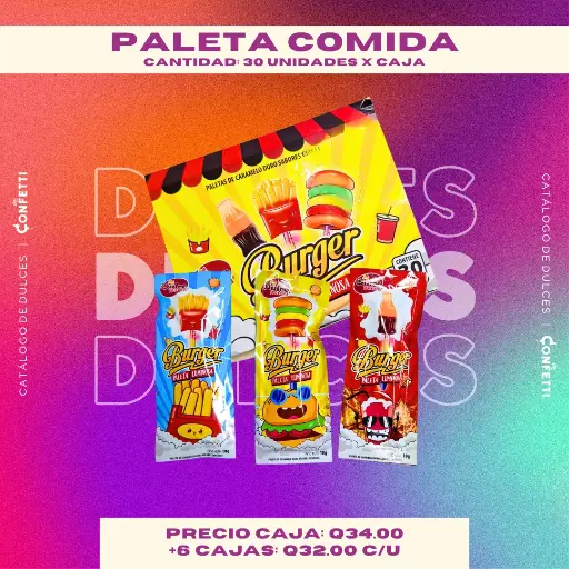 Caja de Paletas Comida 30U.