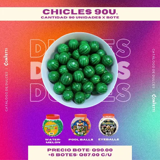 Bote de Chicles 90U. 3 Diseños Disponibles
