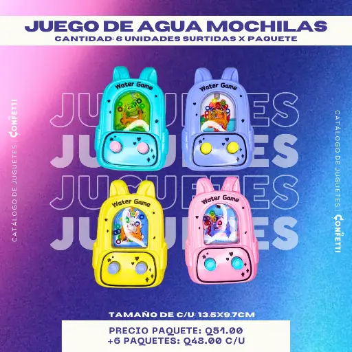 Juego de agua MOCHILAS 6U.