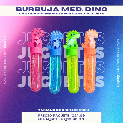 Burbujas mediana diseño Dinosaurios 6U.