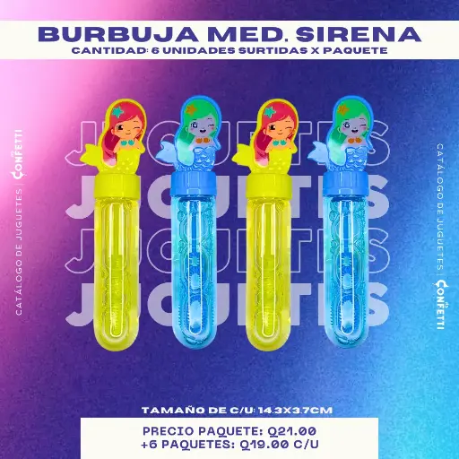 Burbujas medianas diseño Sirena 6U.