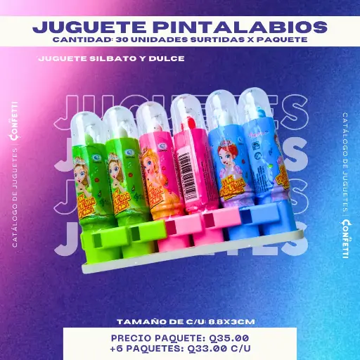 Juguete con dulce Pintalabios 30U.