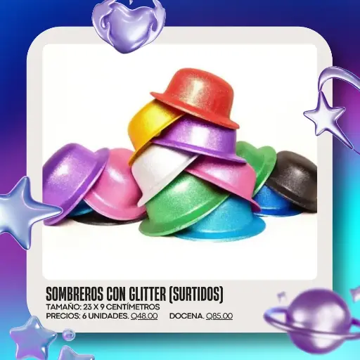 Sombreros con Glitter Surtidos