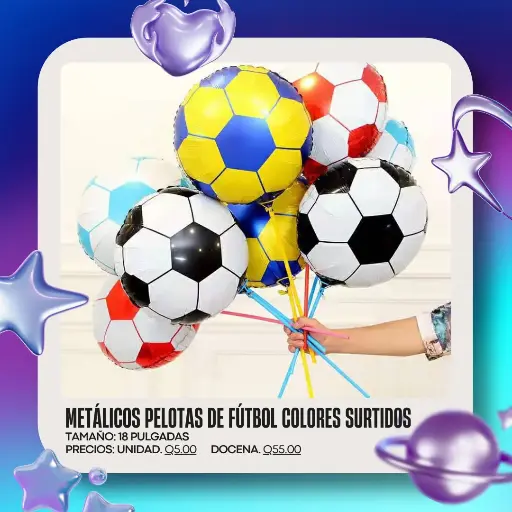 Metálicos de Pelota de Fútbol Colores Surtidos
