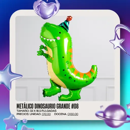 Metálico de Dinosaurio Grande #D8