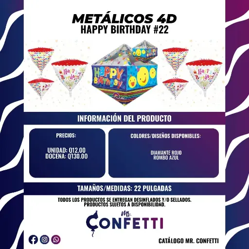 Metálicos 4D Happy Birthday #22