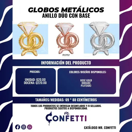 Metálicos de Anillos dúo con base