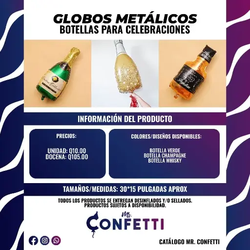 Metálicos de Botellas Grandes para celebraciones