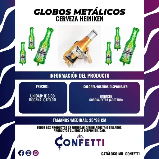 Metálicos de Cerveza Heiniken y Corona
