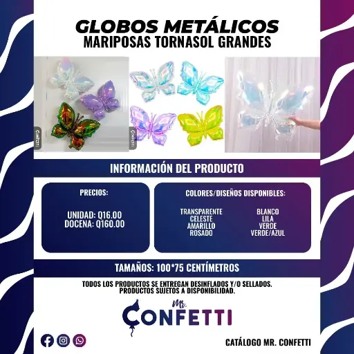 Metálicos de Mariposa Tornasol Grandes