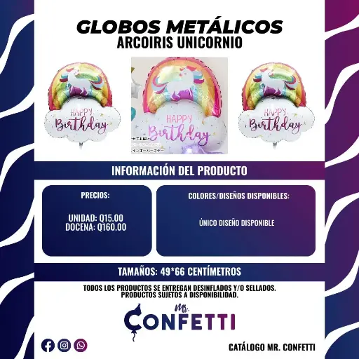 Metálico de Arcoiris con Unicornio