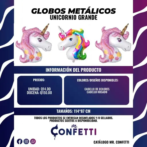 Metálicos de Unicornio Grande