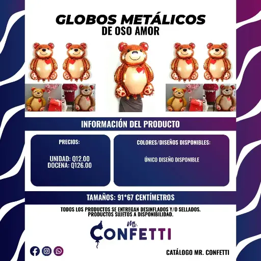 Metálico de Oso Amor