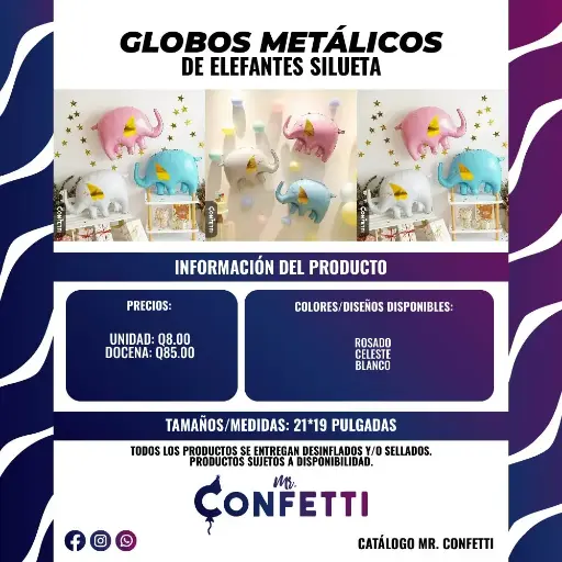 Metálicos Silueta de Elefantes