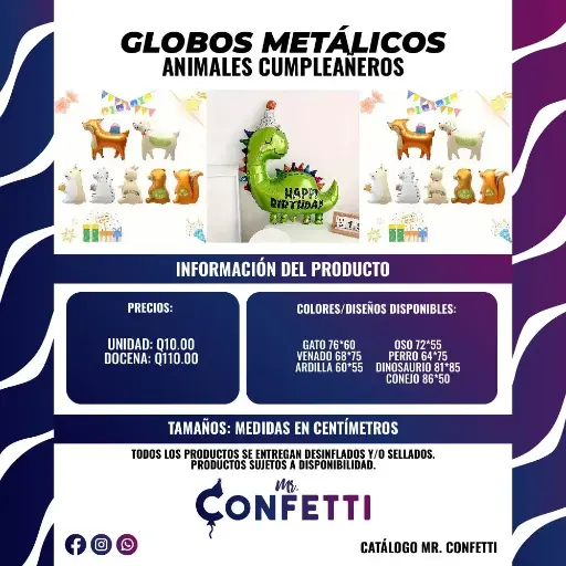 Metálicos de Animales Cumpleañeros