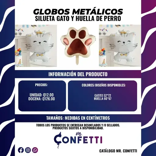 Metálicos de Silueta de Gato y Huella