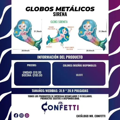Metálicos Silueta de Sirena