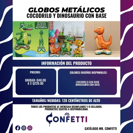 Metálicos de Cocodrilo y Dinosaurio con base