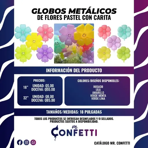 Metálicos de Flores Pastel Con Carita
