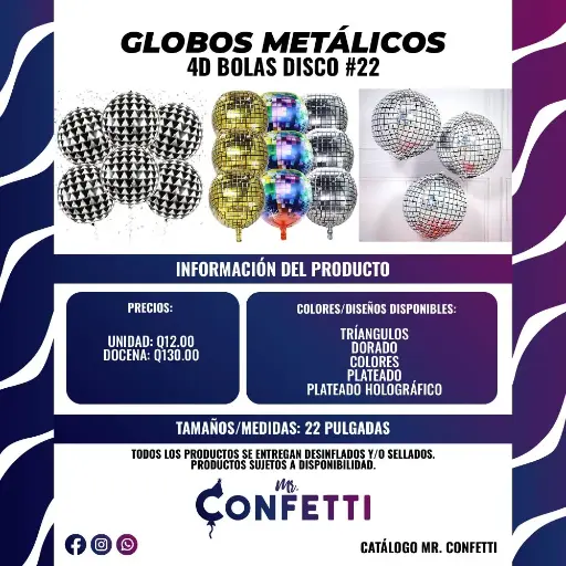 Metálicos 4D Bola Disco #22