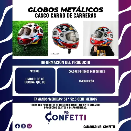 Metálicos Casco de Carreras