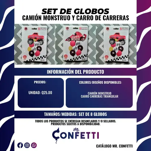 Set de Camión Monstruo y Carro de Carreras