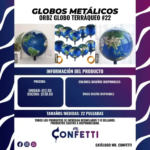 Metálicos 4D ORBZ Globo Terráqueo #22