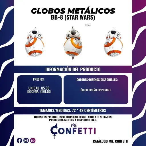 Metálicos de BB-8 Star Wars