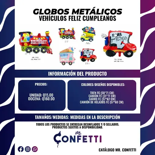 Metálicos Vehículos Feliz Cumpleaños