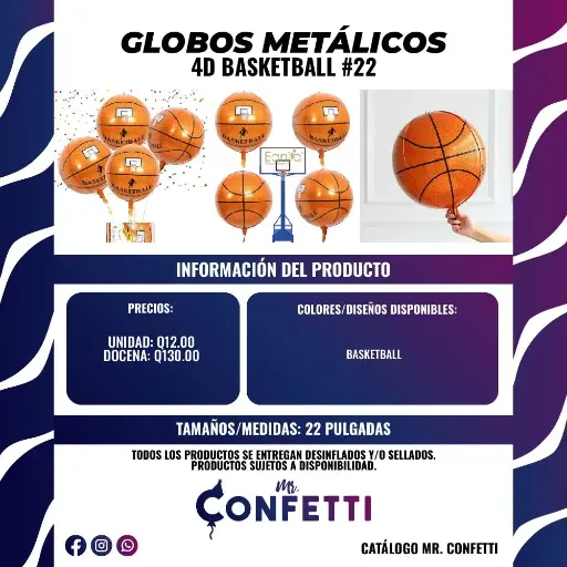 Metálicos 4D Deporte #22 Basketball
